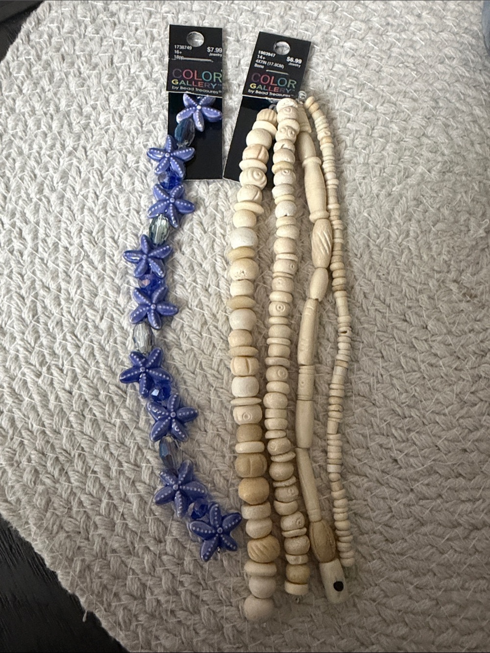 Color Gallery Women’s Blue Starfish Beads and Natural Wood Bead Strand Set